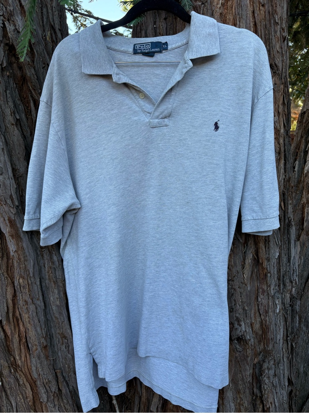 Vintage Polo Ralph Lauren Gray Polo Shirt XL Oversized Preppy Cotton Pony Logo